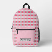 Sac À Dos Imprimé Carreaux rose et gris (Recto)