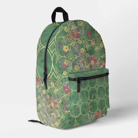 Sac À Dos Imprimé Carrelage vert floral (Coin arrière gauche)