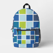 Sac À Dos Imprimé Carrés bleus verts À damiers (Recto)