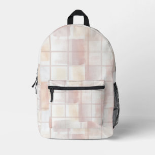 Sac À Dos Imprimé Carrés Crème Rose Blush Tan