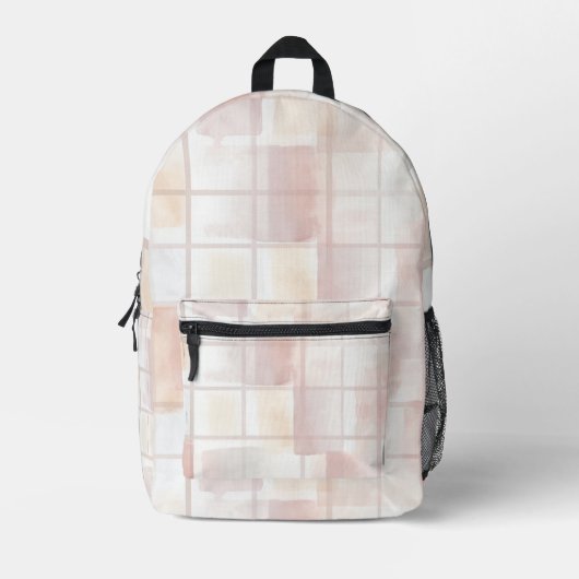 Sac À Dos Imprimé Carrés Crème Rose Blush Tan (Recto)
