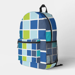 Sac À Dos Imprimé Carrés Vichy Bleu Vert