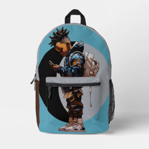 Sac À Dos Imprimé Cartable personnalisé bleu/gris garçon