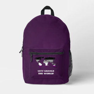 Sac À Dos Imprimé Carte de la fierté asexuelle du monde