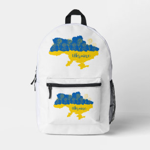 Sac À Dos Imprimé Carte de l'Ukraine avec tournesol et drapeau ukrai