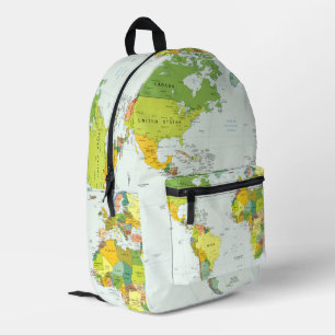 Sac À Dos Imprimé Carte du monde Atlas Poster Politique : Décoration