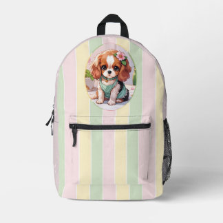 Sac À Dos Imprimé Cavalier King Charles Pastel Lines Cottagecore