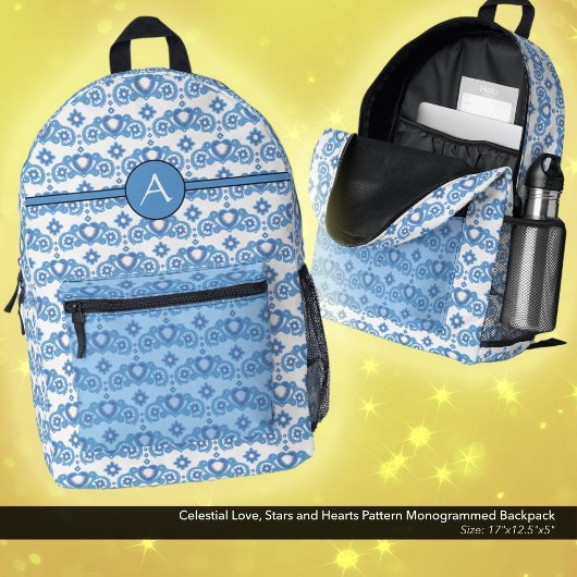 Sac À Dos Imprimé Celestial Love Stars Coeurs Motif Monogramme