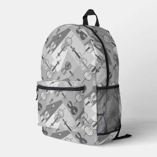 Sac À Dos Imprimé Cellos à galets gris (Coin arrière droit)
