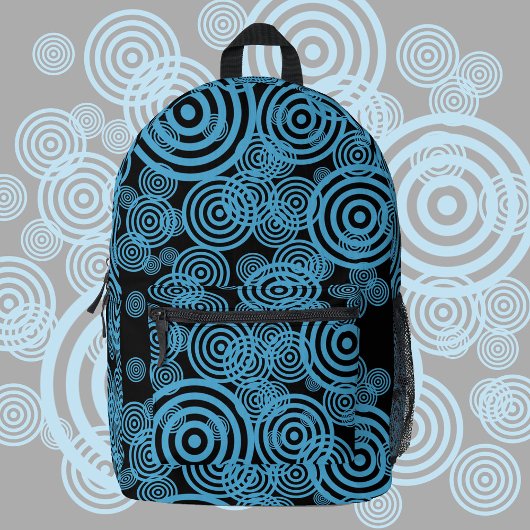 Sac À Dos Imprimé Cercles bleus modernes et tendance sur noir