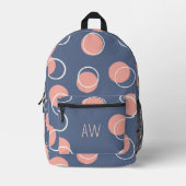 Sac À Dos Imprimé Cercles géométriques bleus mignons Monogrammes Ini (Recto)