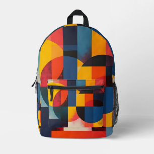 Sac À Dos Imprimé Cercles géométriques et blocs de couleurs