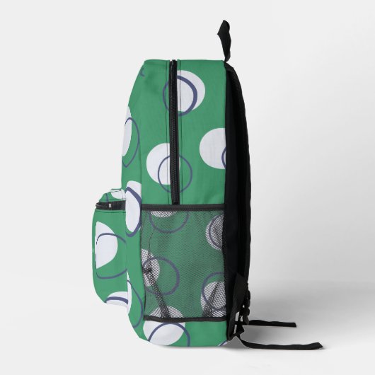 Sac À Dos Imprimé Cercles géométriques verts simples Monogrammes Ini (Droite)