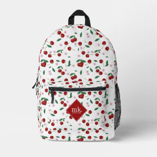 Sac À Dos Imprimé Cerises rouges Verdure & Fleurs de cerises Monogra