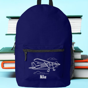 Sac À Dos Imprimé Cessna Avion Nuages Aviation Bleu Nom Personnalisé