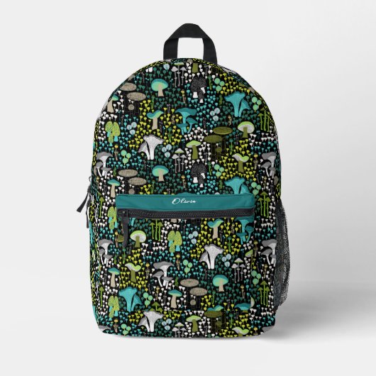 Sac À Dos Imprimé Champignon rétro turquoise (Recto)