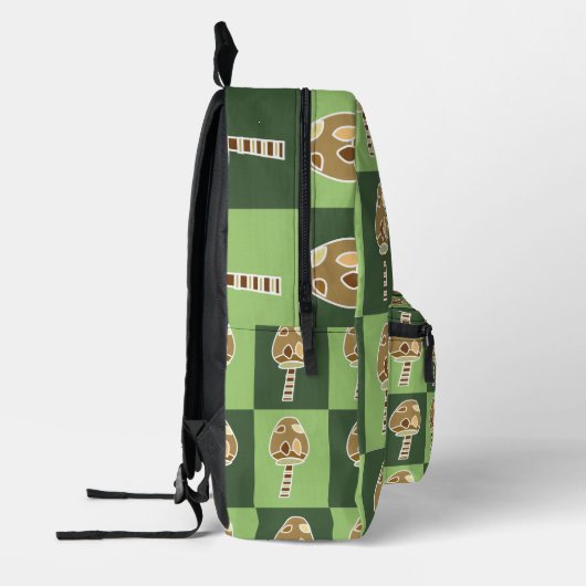 Sac À Dos Imprimé Champignon vert À damiers Goblincore (Gauche)