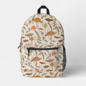 Sac À Dos Imprimé Champignons et Feuilles d'automne - motif sans sou (Recto)