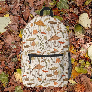 Sac À Dos Imprimé Champignons et Feuilles d'automne - motif sans sou