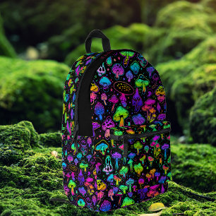 Sac À Dos Imprimé Champignons Néon Cool   Monogramme Coloré
