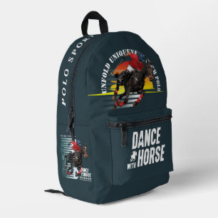Sac À Dos Imprimé Championnat de Polo Cavalier de Danse avec Cheval