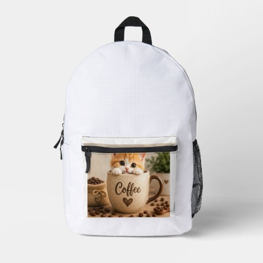 Sac À Dos Imprimé Charme de chaton dans une tasse de café (Recto)