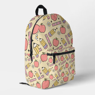 Sac À Dos Imprimé Charme de retour à l'école avec pomme et crayon
