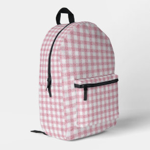 Sac À Dos Imprimé Charme Gingham Rose et Blanc Velouté
