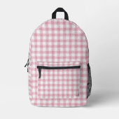 Sac À Dos Imprimé Charme Gingham Rose et Blanc Velouté (Recto)