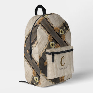 Sac À Dos Imprimé Charme Rustique Code QR en Bois de Grange Toile &