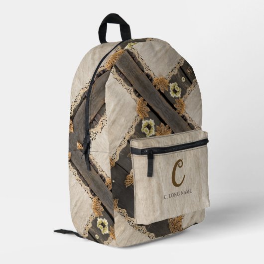 Sac À Dos Imprimé Charme Rustique Code QR en Bois de Grange Toile & (Coin arrière gauche)