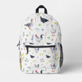 Sac À Dos Imprimé Charme Rustique Poulet Agricole | Monogramme (Recto)
