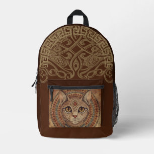 Sac À Dos Imprimé Chat antique vintage, style Grèce antique, marron