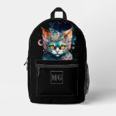 Sac À Dos Imprimé Chat aquarelle en style steampunk (Recto)