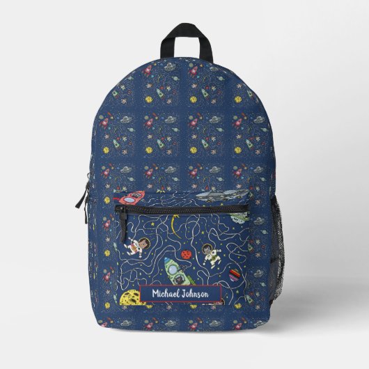 Sac À Dos Imprimé Chat dans l'espace Monogrammé (Recto)