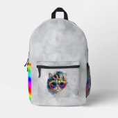 Sac À Dos Imprimé Chat dans une perruque + Lunettes de soleil (Peint (Recto)