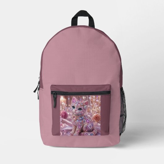 Sac À Dos Imprimé Chat de nuit en velours Impression esthétique (Recto)