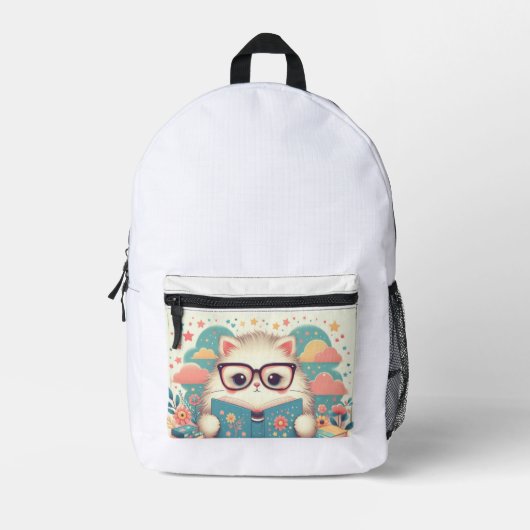 Sac À Dos Imprimé chat lisant (Recto)