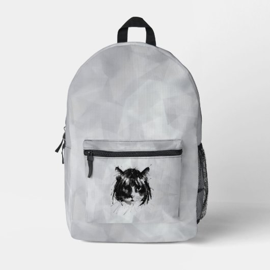 Sac À Dos Imprimé Chat mignon avec une perruque (style 5 + fond) Bea (Recto)