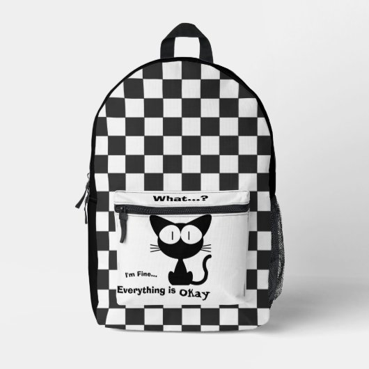 Sac À Dos Imprimé Chat Noir, Chat Mignon, Motif de Chat, Moderne (Recto)