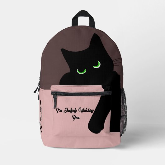 Sac À Dos Imprimé Chat noir monogramme tendance qui regarde (Recto)