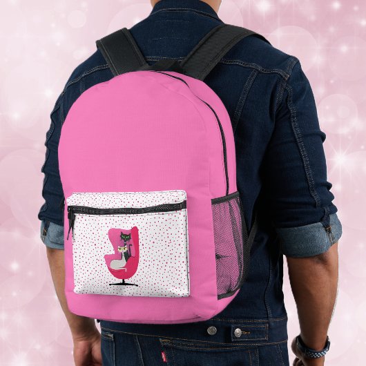 Sac À Dos Imprimé Chats atomiques en Chaise rose brillant rose avec