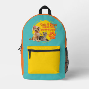 Sac À Dos Imprimé Chats & Chiens Font De La Vie Paw-some !