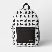 Sac À Dos Imprimé Chats en Silhouette noire Motif avec prénom (Recto)