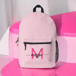 Sac À Dos Imprimé Chaud rose Monogramme fille de retour à l'école<br><div class="desc">Commencez l'année scolaire avec style avec notre sac à dos imprimé Hot Pink Monogram Girl's Back to School! Ce sac à dos captivant présente un design rose chaud vibrant, personnalisé avec votre monogramme pour un look unique et tendance. Parfait pour transporter des livres, des fournitures et des articles de première...</div>