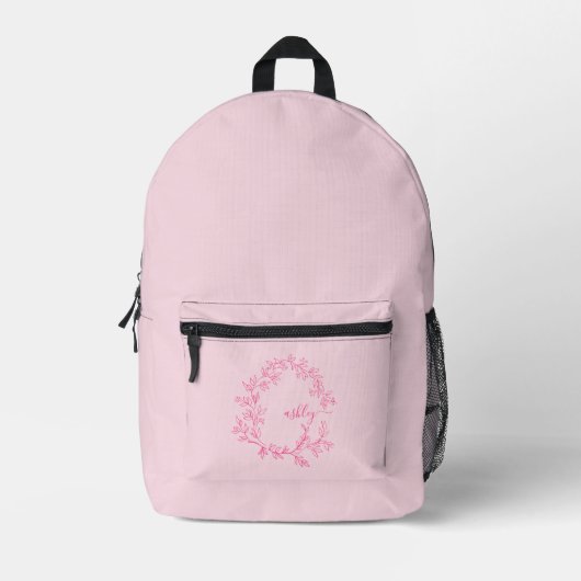 Sac À Dos Imprimé Chaud rose Monogramme fille de retour à l'école (Recto)