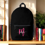 Sac À Dos Imprimé Chaud rose noir Monogramme fille de retour à l'éco<br><div class="desc">Commencez l'année scolaire avec style avec notre sac à dos imprimé Hot Pink Monogram Girl's Back to School! Ce sac à dos captivant présente un design rose chaud vibrant, personnalisé avec votre monogramme pour un look unique et tendance. Parfait pour transporter des livres, des fournitures et des articles de première...</div>