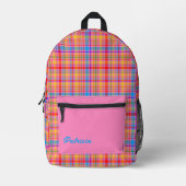 Sac À Dos Imprimé Chaud rose Plaid Fun Personnalisé (Recto)