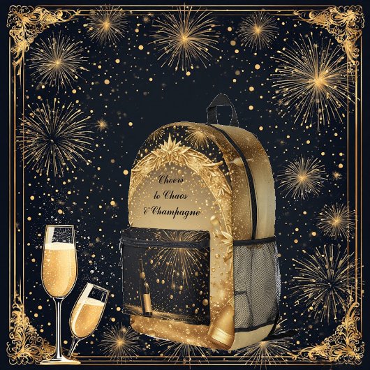 Sac À Dos Imprimé Cheers to Chaos & Champagne Midnight Gold New Year