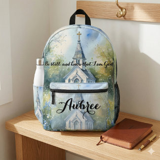 Sac À Dos Imprimé Chemin rustique d'église dans une prairie de fleur